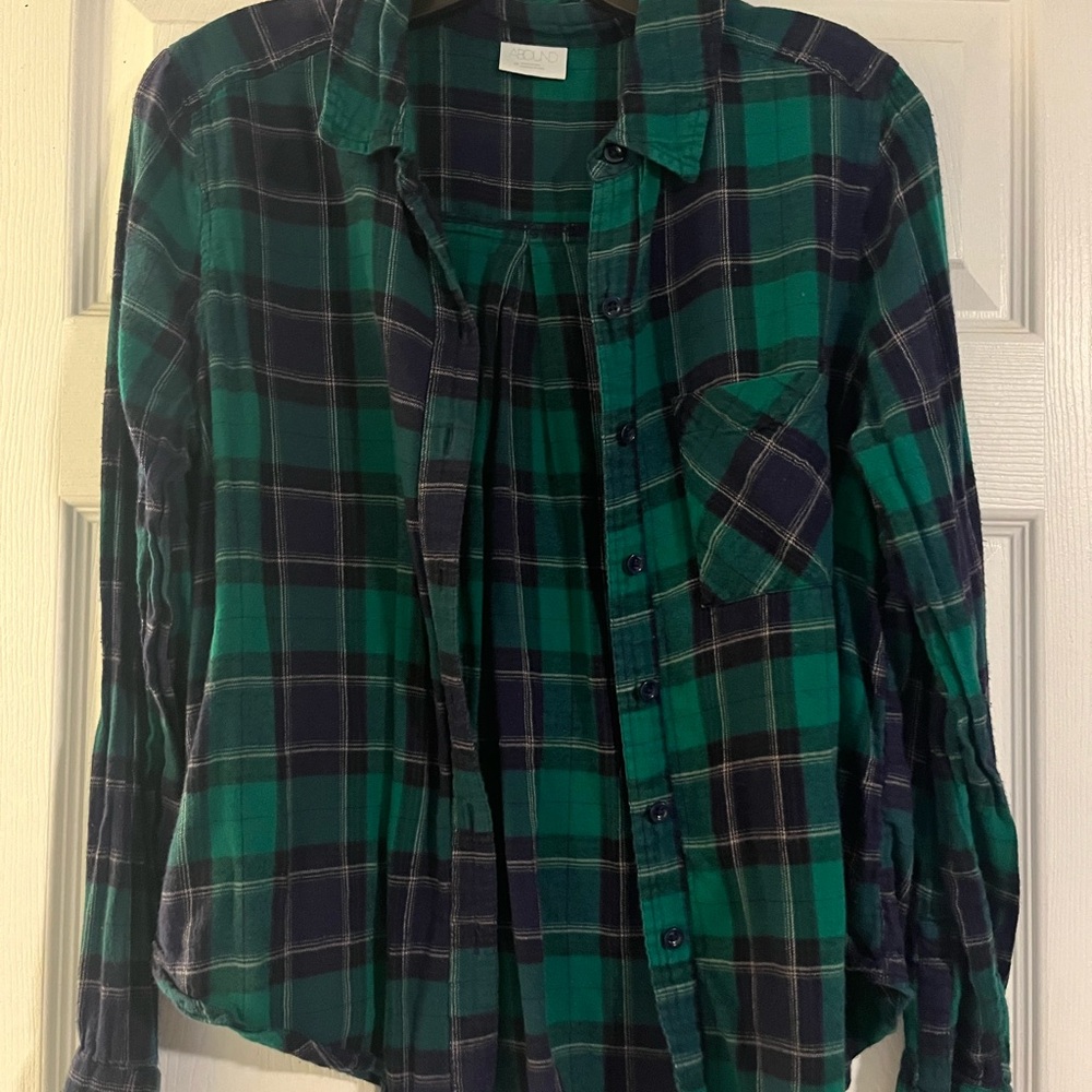 Abound Teal and Navy Plaid Shirt